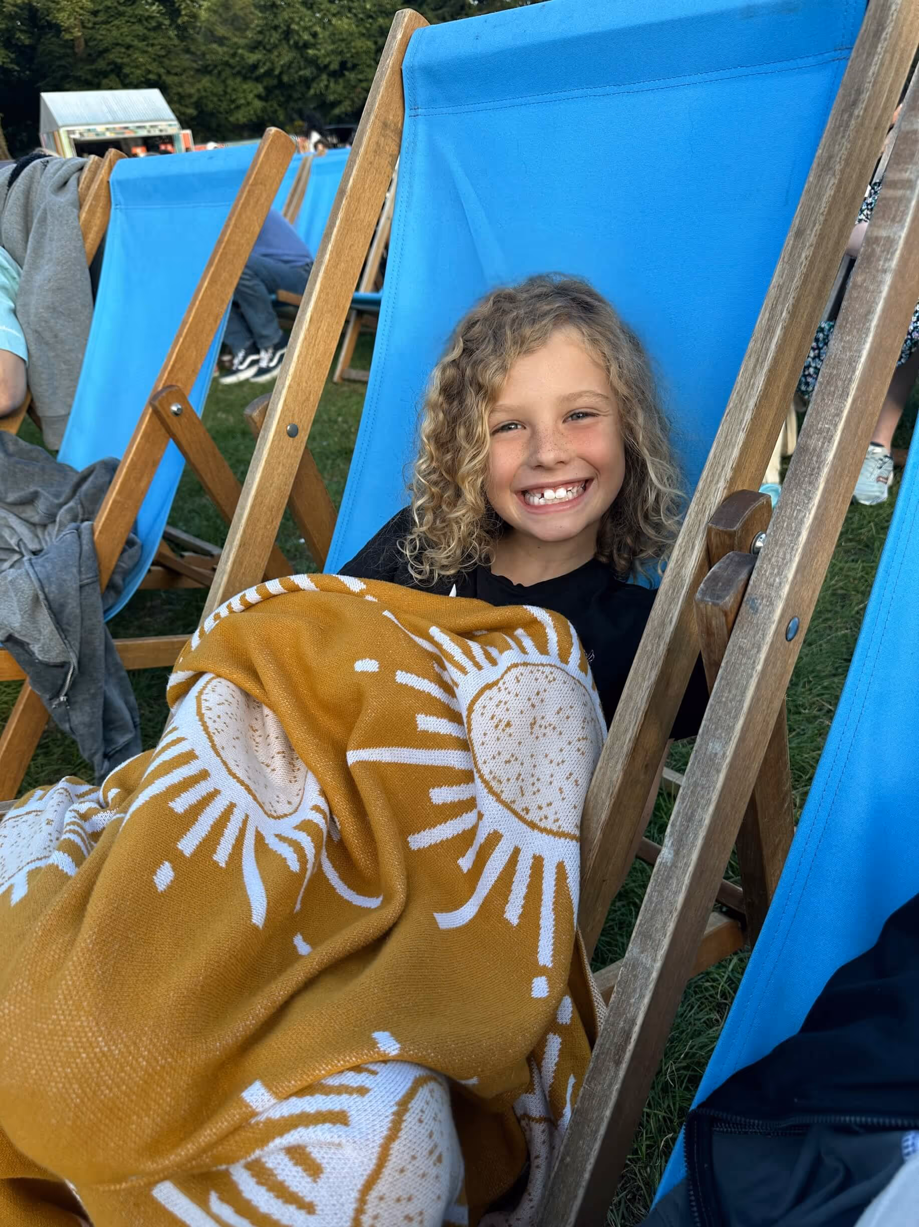  bundled up with blankets watching Back to the Future at Cardiff’s Bute Park