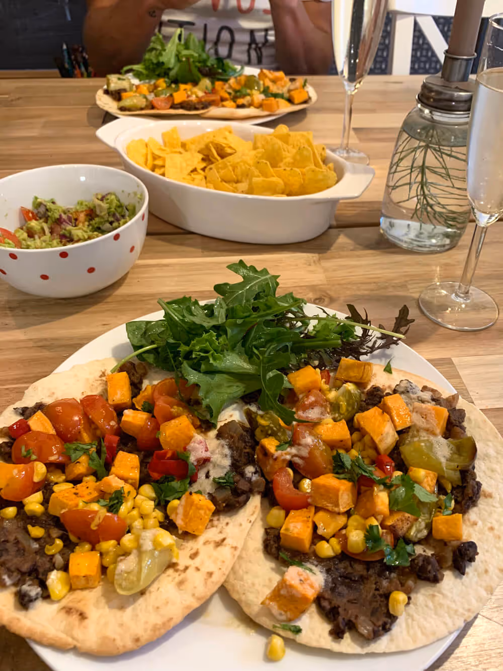 Mother of Grom - Sweet Potato, Black Bean and Corn Tostadas