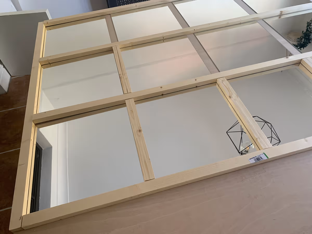 Mother of Grom Home - Huge, industrial grid-mirror Ikea Hack