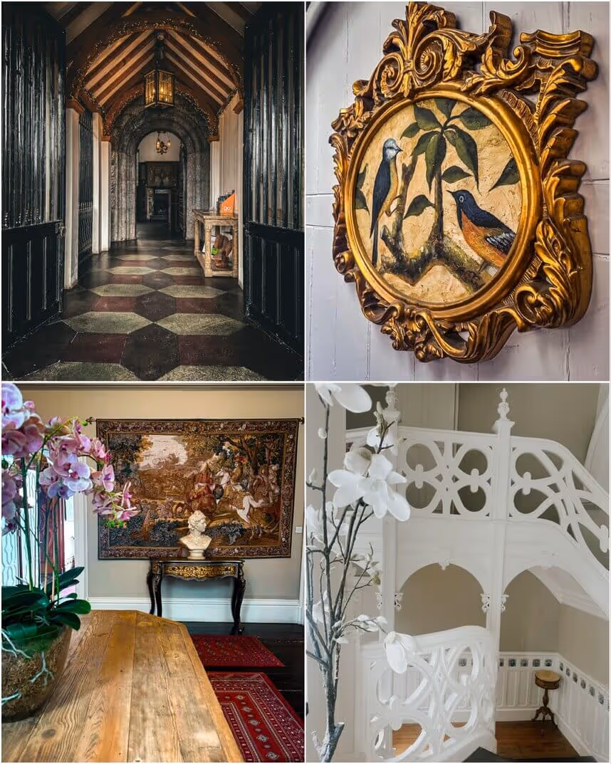 Château Rhianfa architectural detail with turrets, stonework and gothic French-inspired design elements