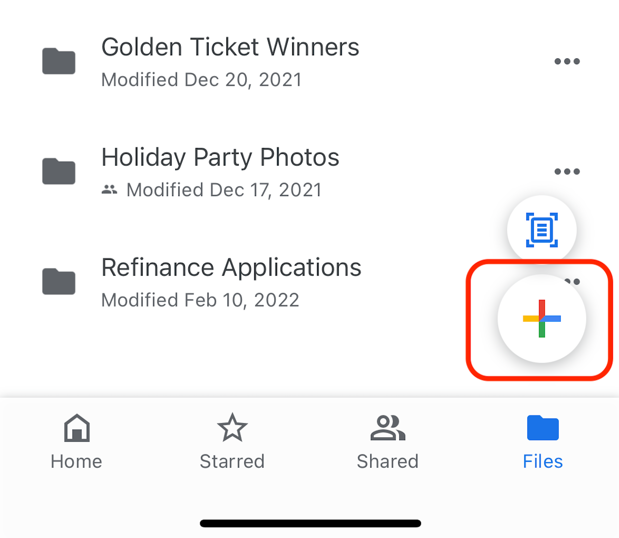 Uploading to google drive via the mobile app.