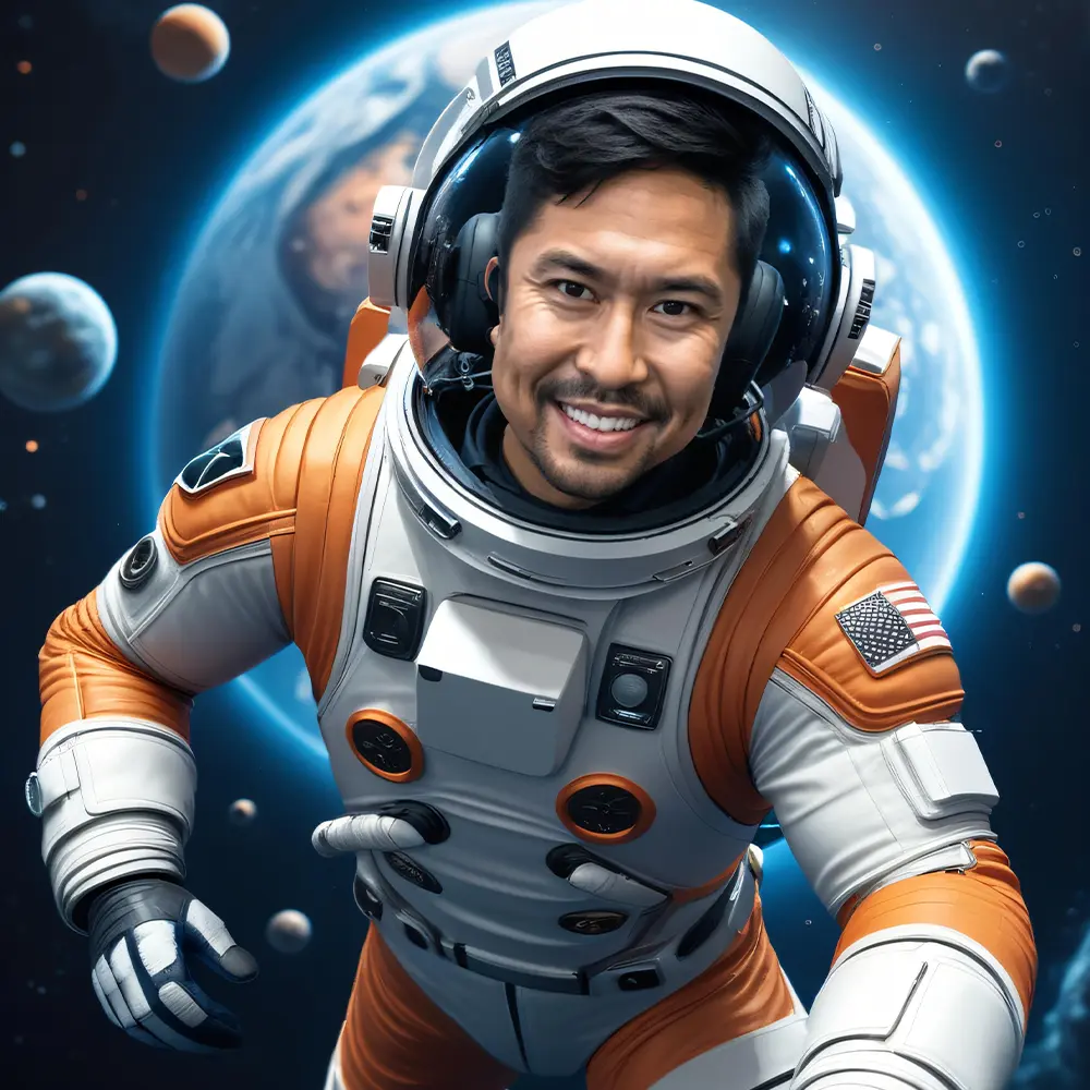 space themed ai photo booth portrait