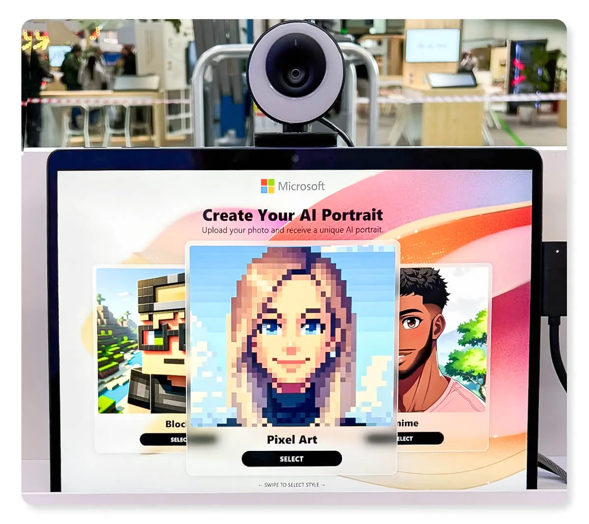 branded ai photo booth activation at event