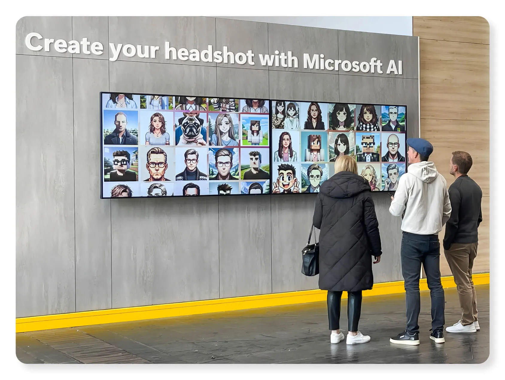 ai photo booth live in-person gallery display on large screen
