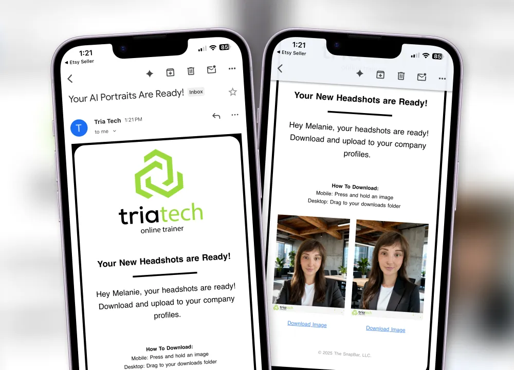 attendees receive branded emails that deliver their new headshots