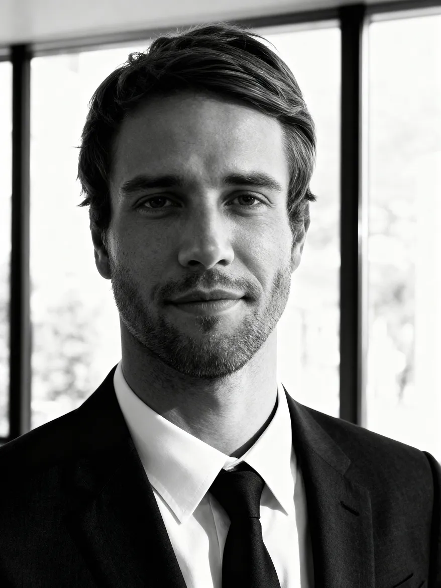 black and white ai generated headshot
