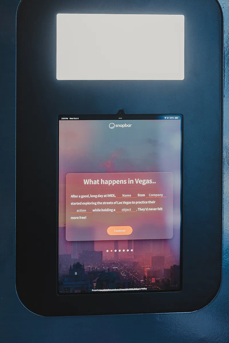 ai photo booth on snapbar's own selfie stand