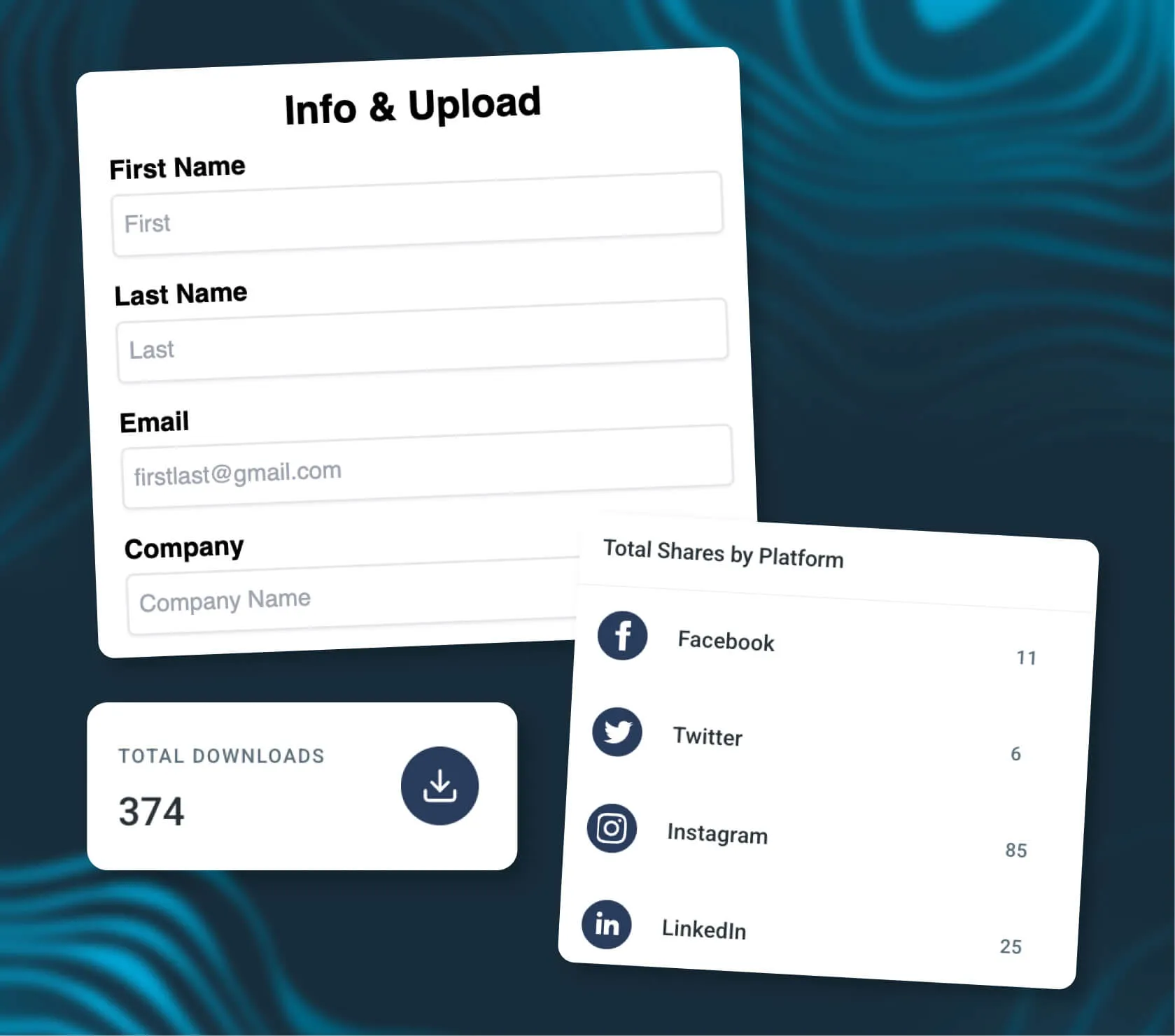 collect content and lead information by using custom data fields