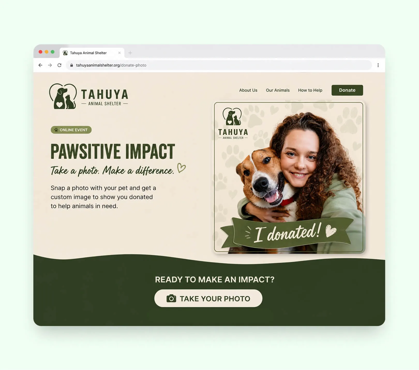 example of a photo activation embedded into a website to help promote a community charity initiative
