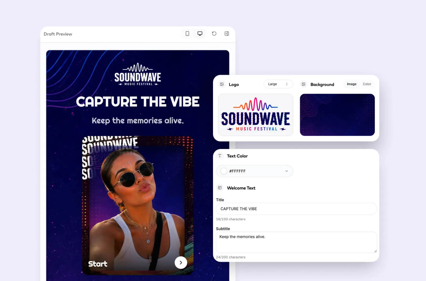 you can customize your digital photo booth all by yourself in our easy to use dashboard platform