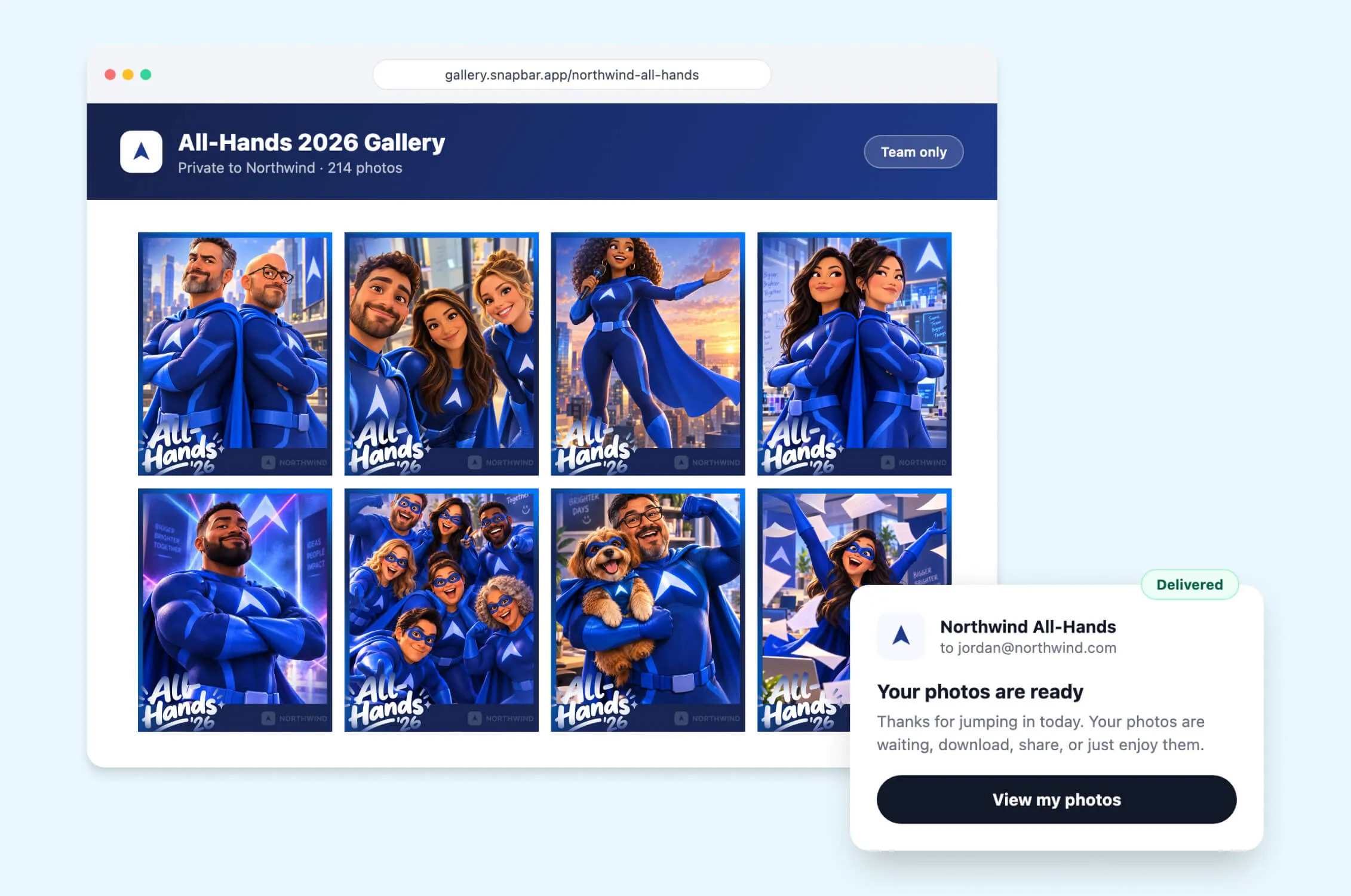 all of your content is collected in your gallery along with any lead data which is easy to export and download