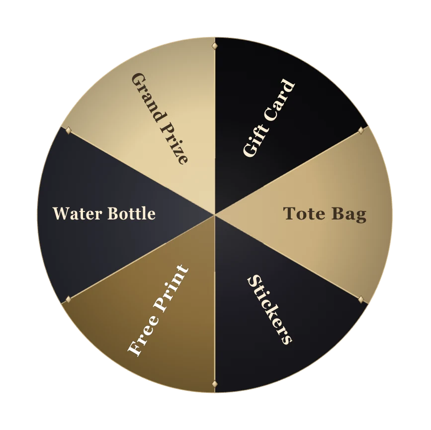 Noir spin to win wheel theme in lacquer black and antique gold