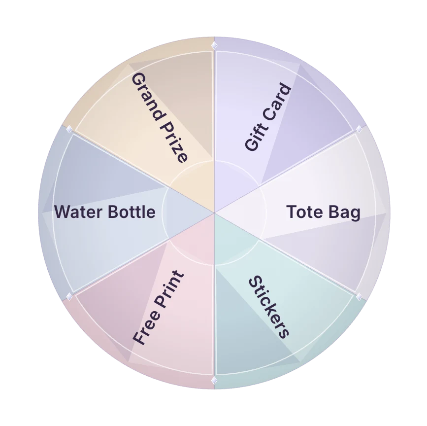 Prism spin to win wheel theme in soft pastel facets