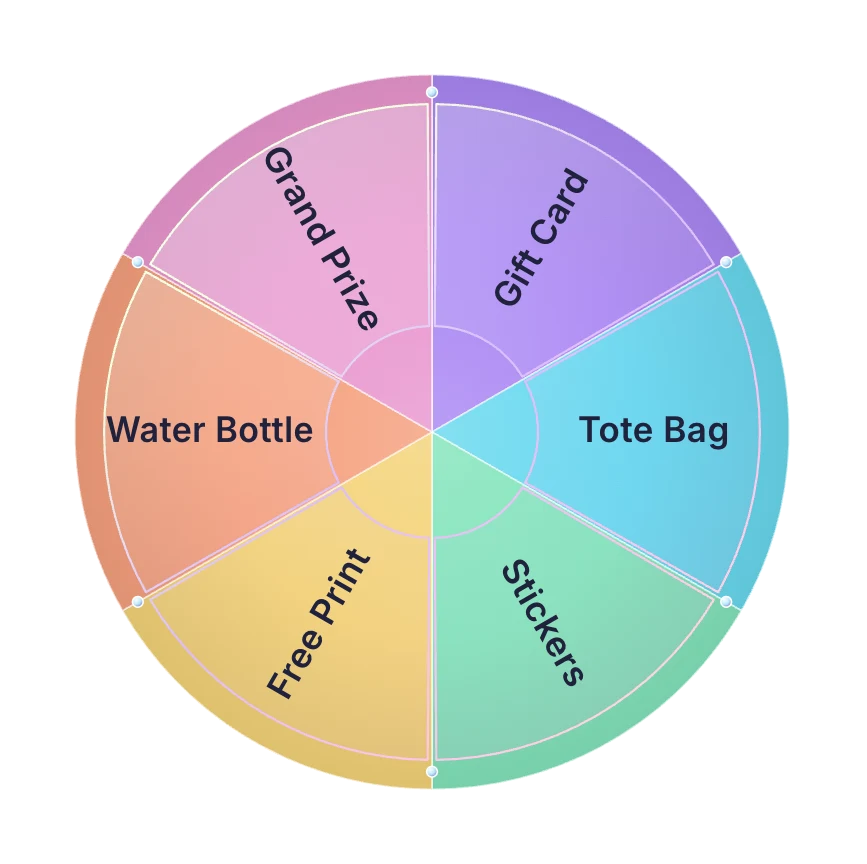 Aurora spin to win wheel theme in violet, cyan, and gold
