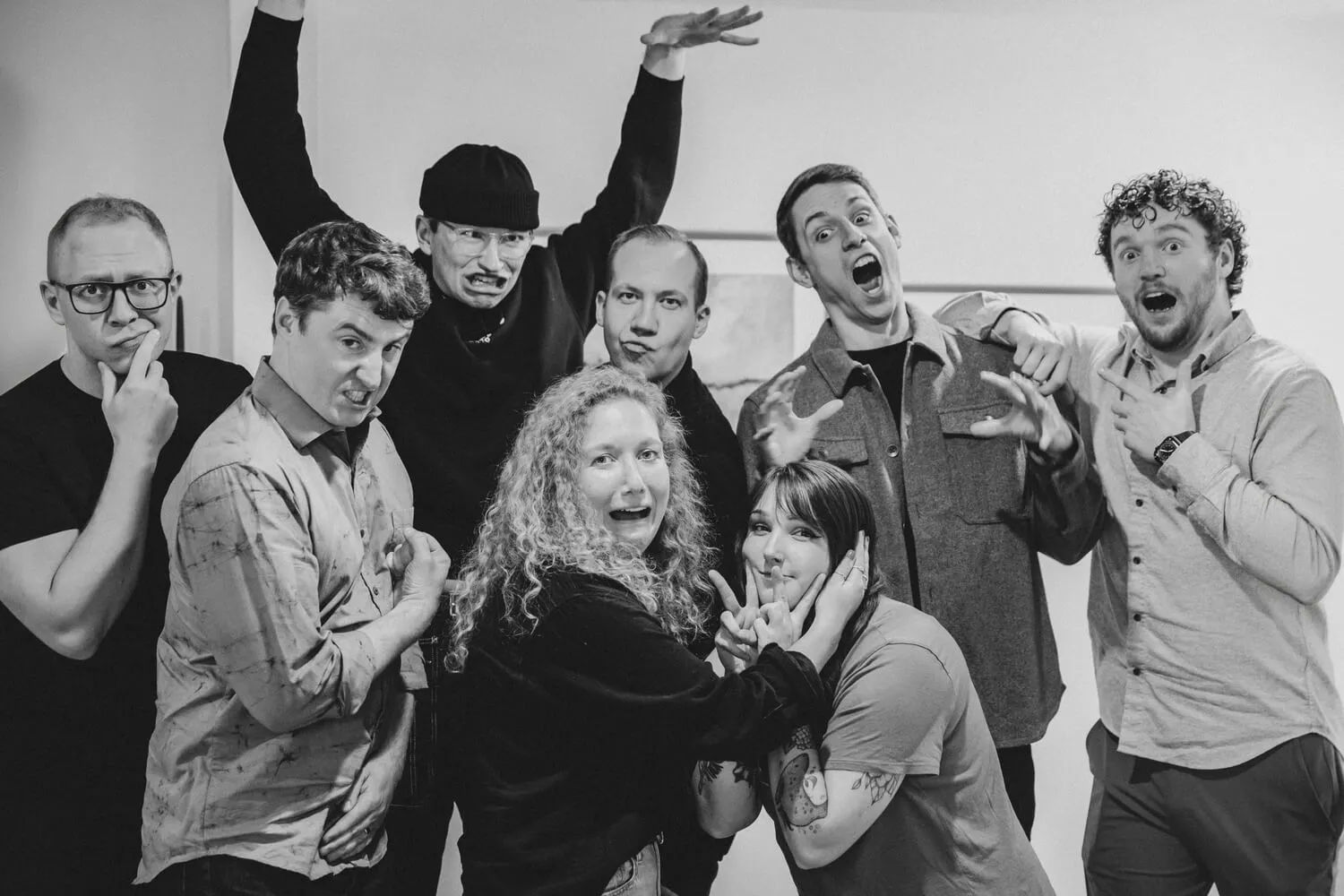 The Snapbar team striking silly, dramatic poses together