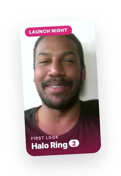 A first look video at a product launch night with a Halo Ring 2 overlay