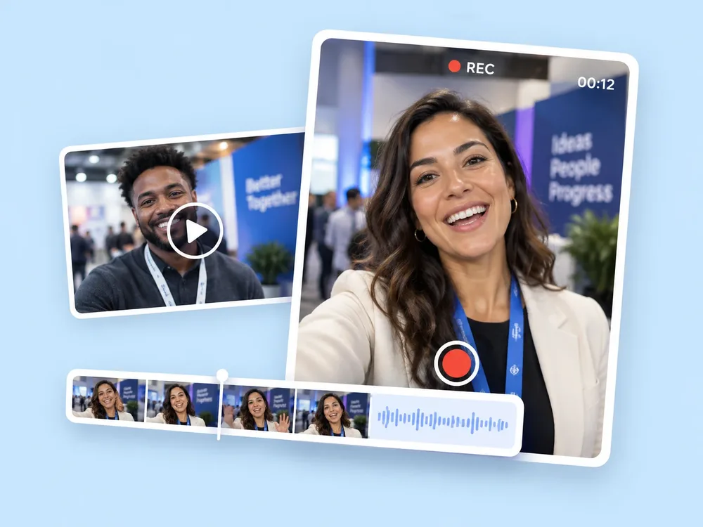 Event guests recording video testimonials