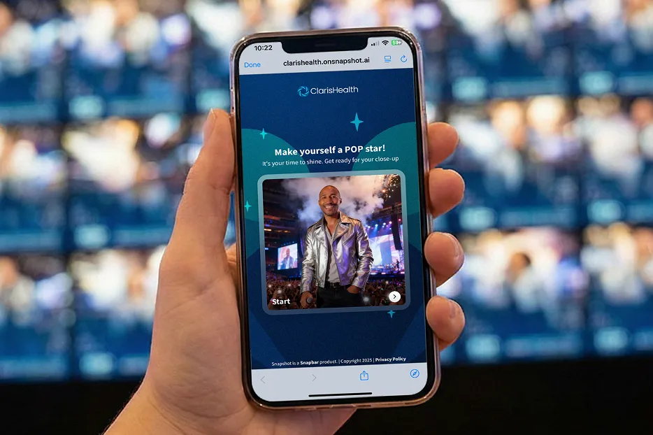 Attendee viewing a branded AI photo activation on their phone at a live event