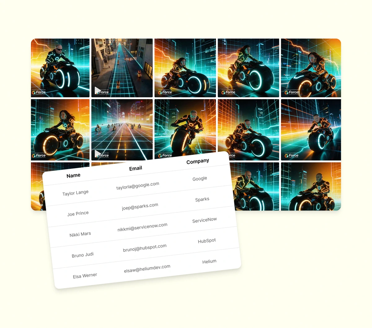 Capture step of an AI video generator: a guest's input photo gets processed through the model and rendered as a personalized video output