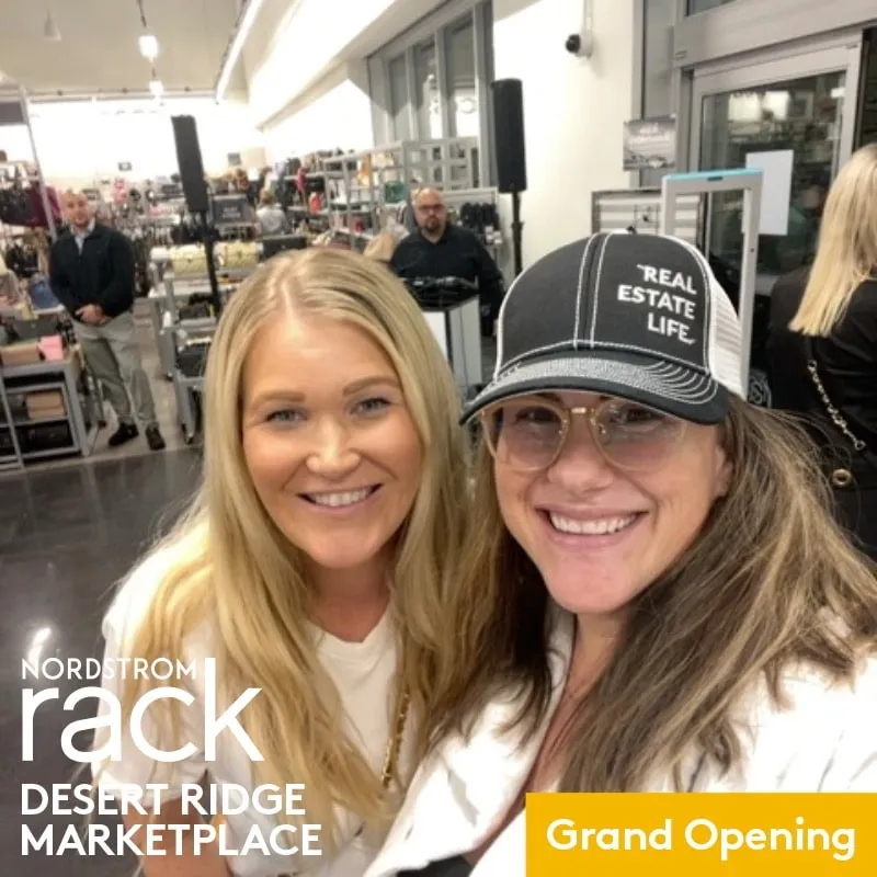 Photo booth snapshot of two guests at the Nordstrom Rack Desert Ridge Marketplace grand opening