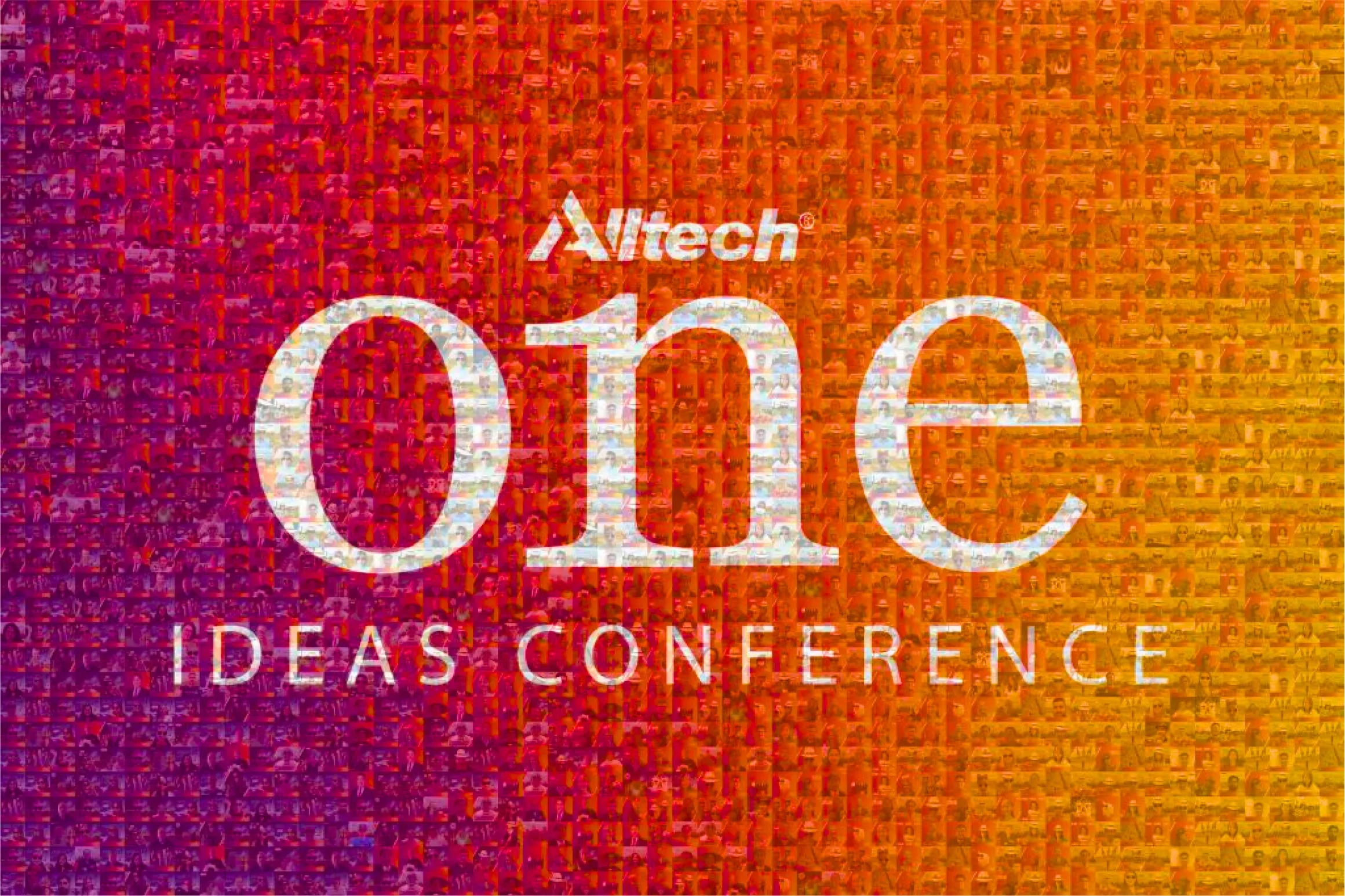 A completed live photo mosaic forming a conference logo out of thousands of individual guest photos