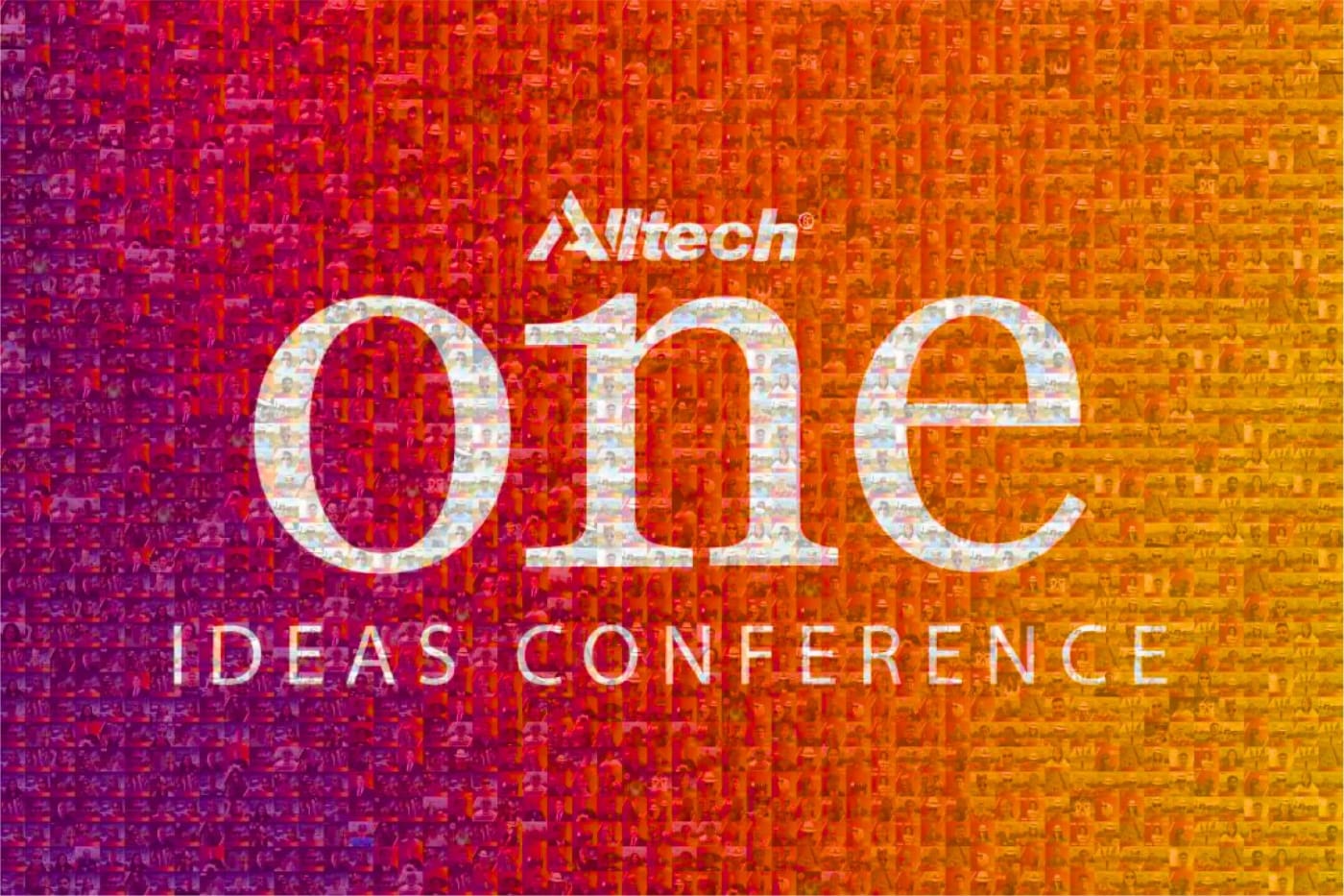 A conference photo mosaic forming an event logo out of thousands of guest photos.