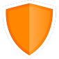 Orange shield security icon with a white outline.