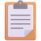 Icon of a notepad with a spiral binding and folded corner, showing horizontal lines as text.