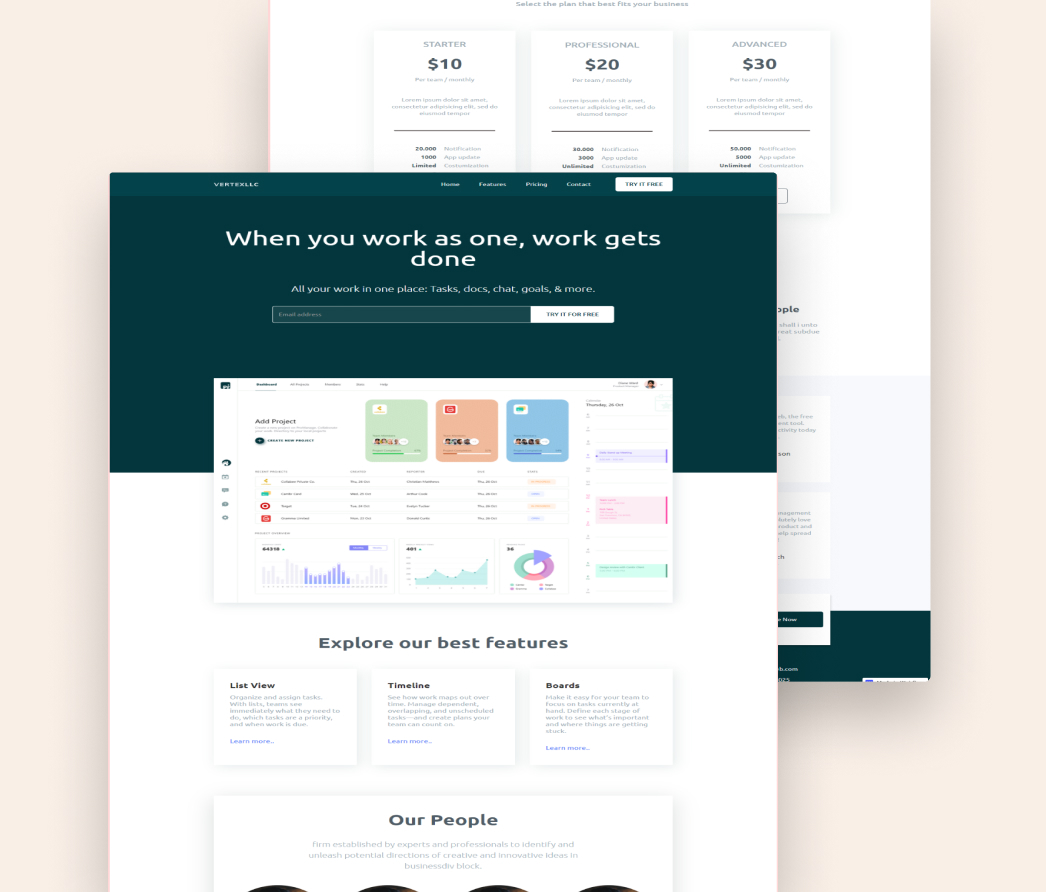 A mockup of a project