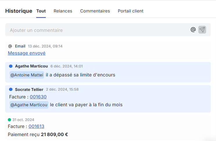 tag des utilisateurs dans les commentaires