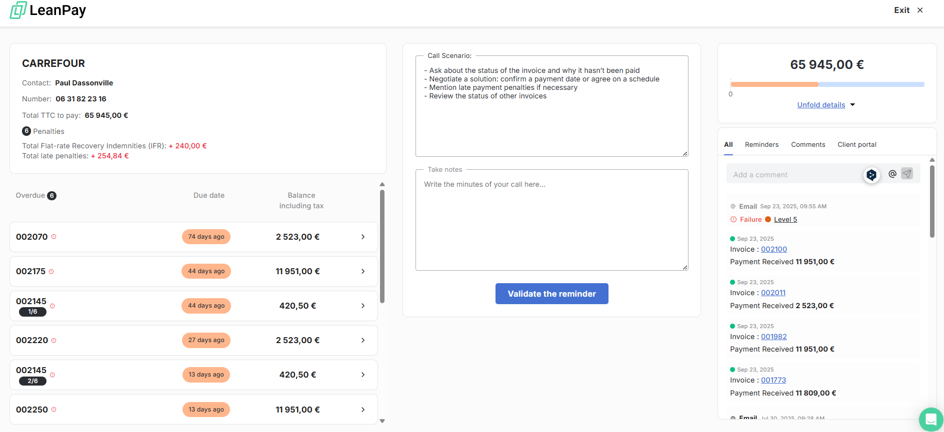 How to use the script and take notes in LeanPay