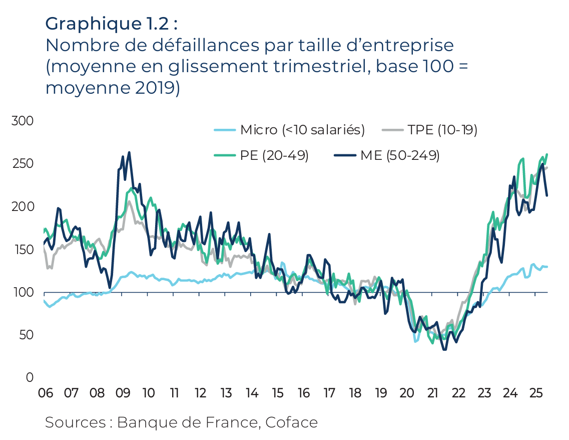 Nombre de défaillances par taille d’entreprise.