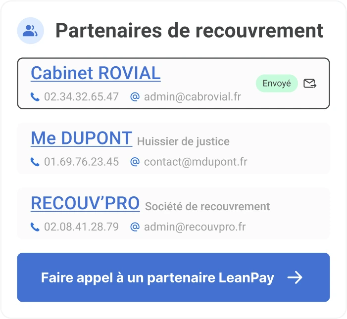 Transmission dossier contentieux LeanPay