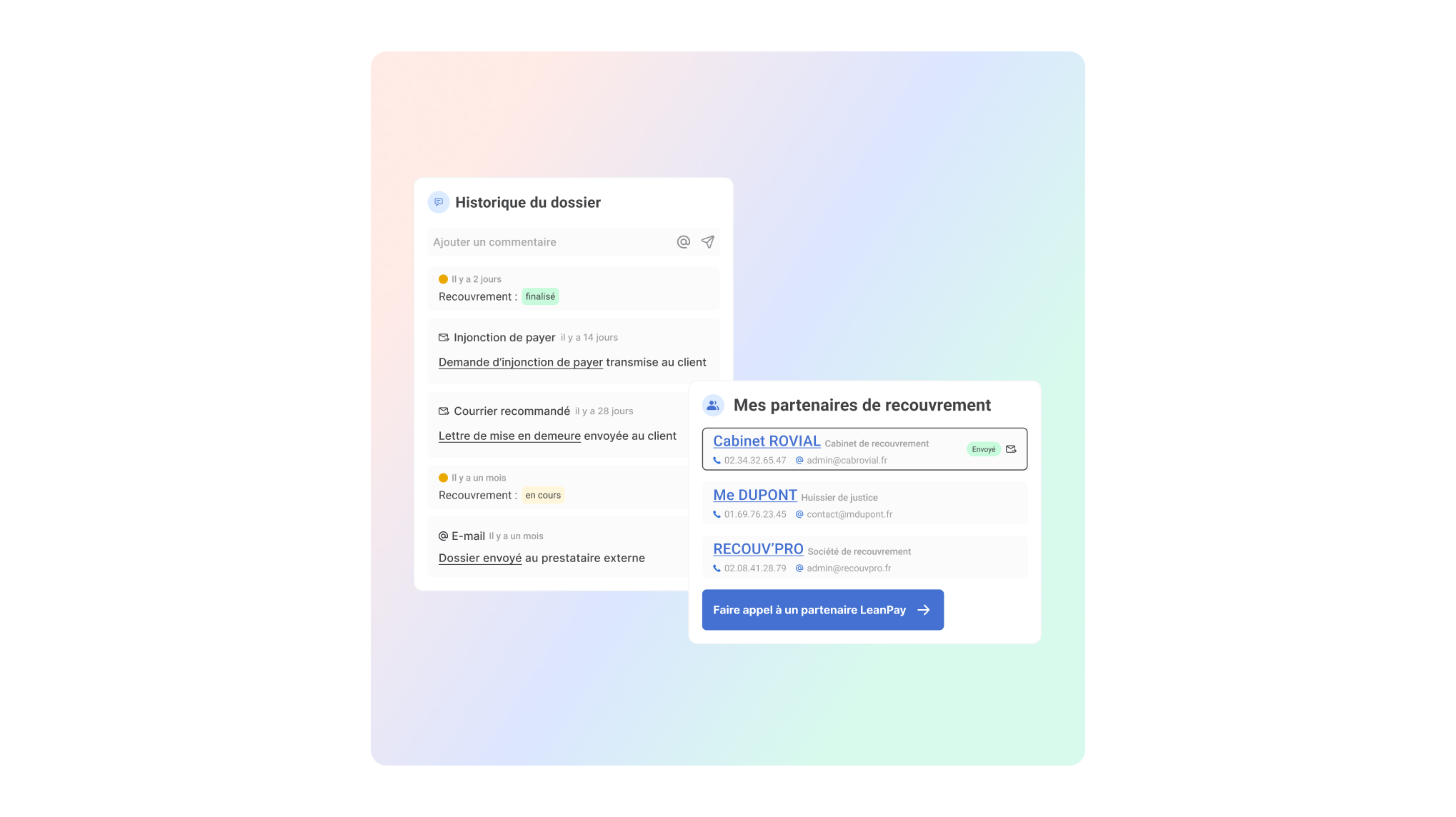 Gestion du contentieux dans LeanPay