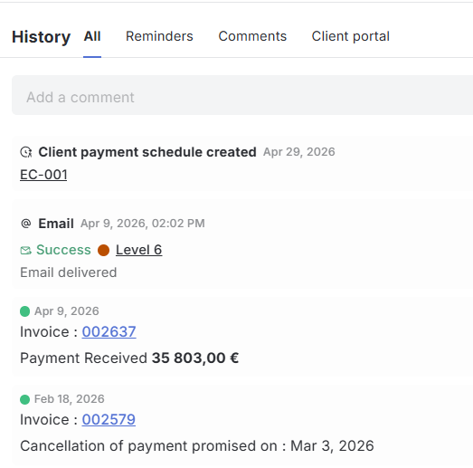 Actions history