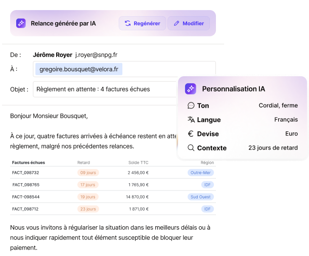 Génération de relance avec l’IA de LeanPay