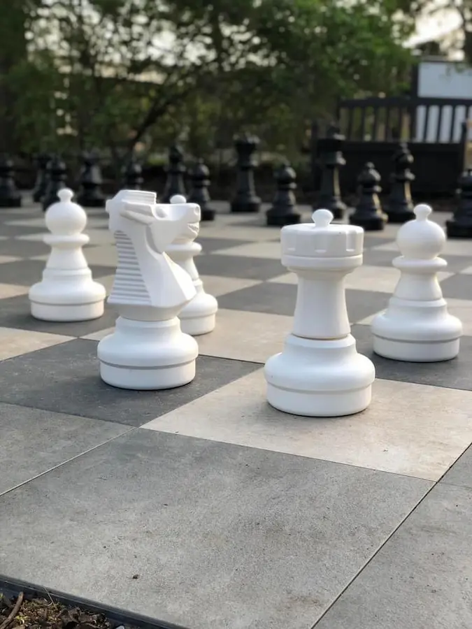 Huge outdoor chess board hardscaping project in Findlay.
