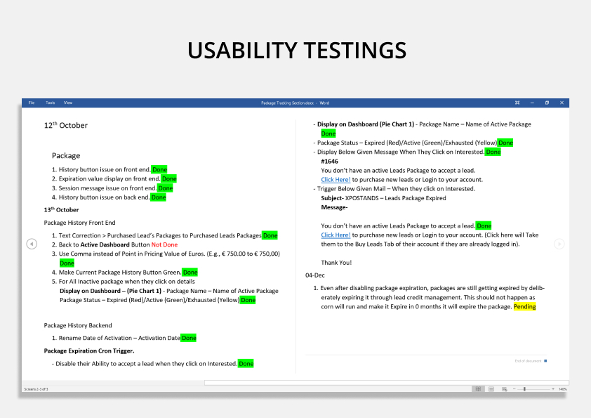 Project Usability Testing