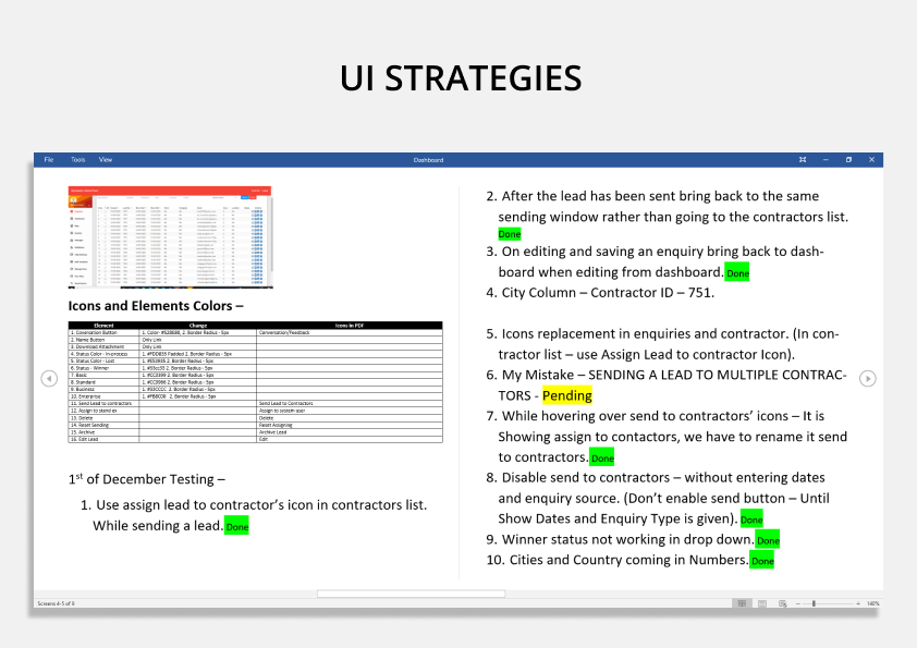 Project UI Strategies
