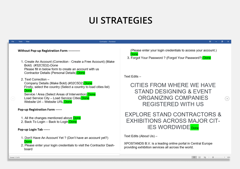 Project UI Strategies