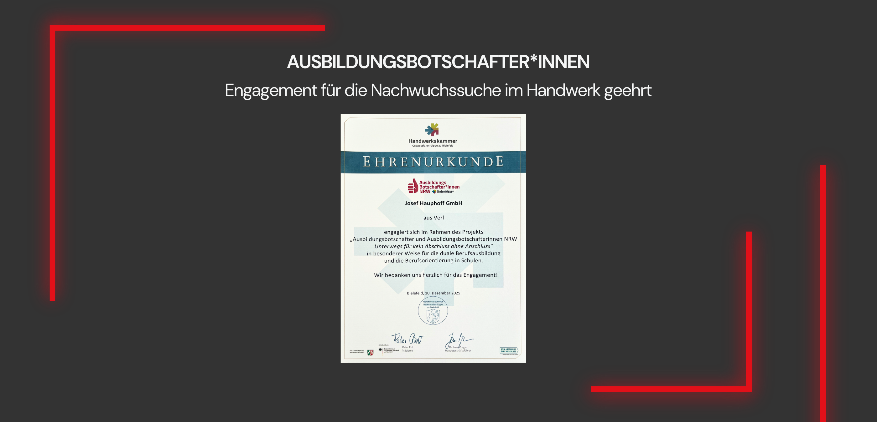 Nachwuchs braucht das Handwerk - Engagement wird belohnt.