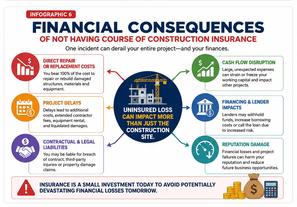 financial consequences of not having strong course of construction insurance