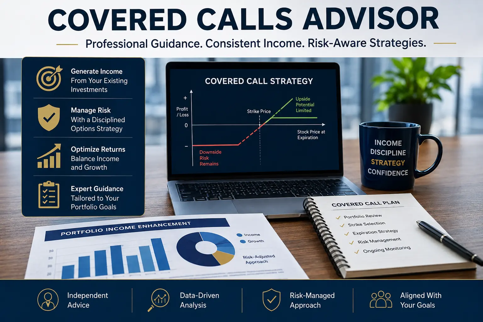 Covered Calls Advisor providing covered call advisory services for investors, including option premium analysis, strike price selection, portfolio income optimization, ETF covered calls, and risk-managed investment strategy.