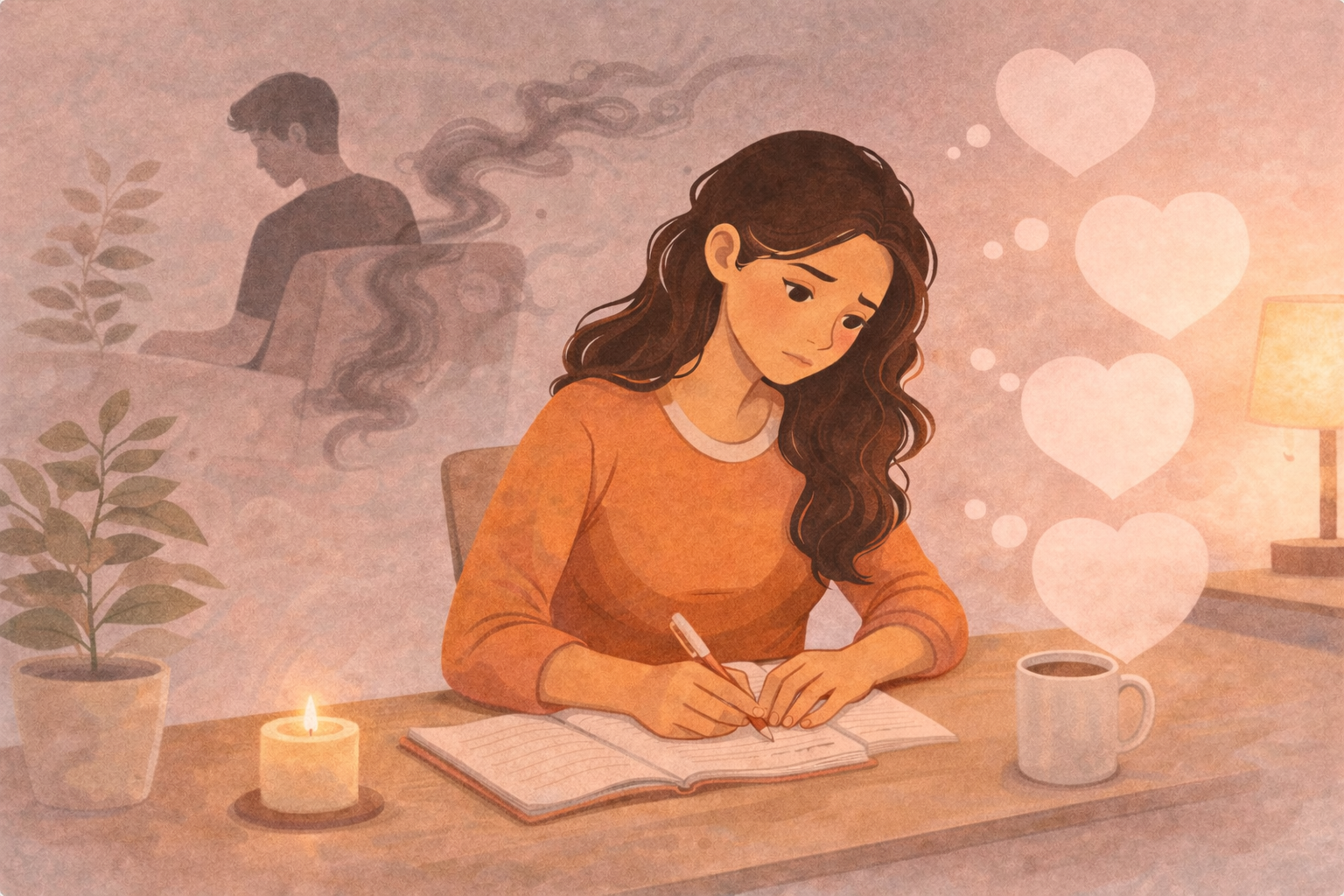 Illustration of journaling to cope with an emotionally distant partner