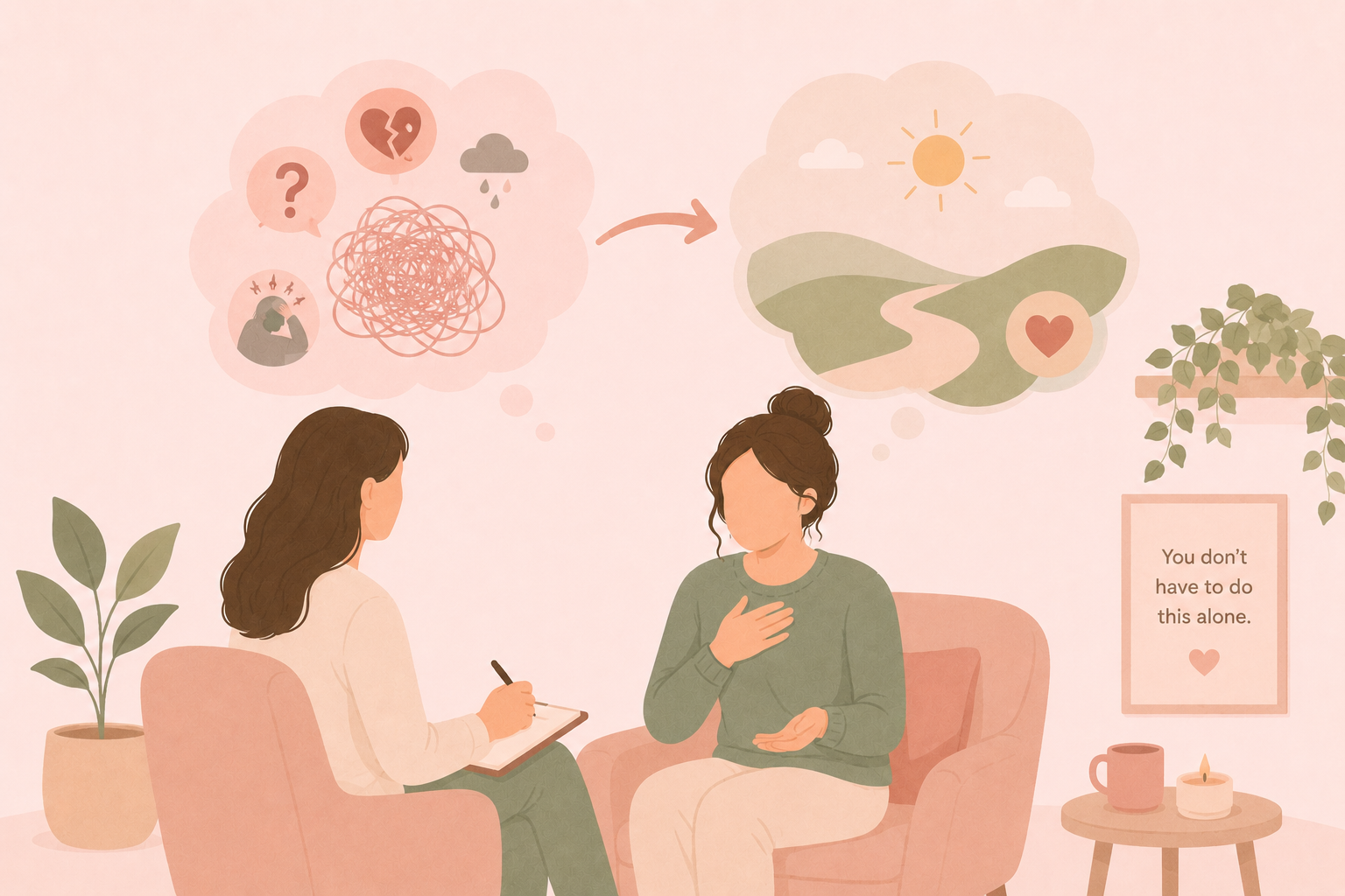 therapist helping someone that is overthinking.