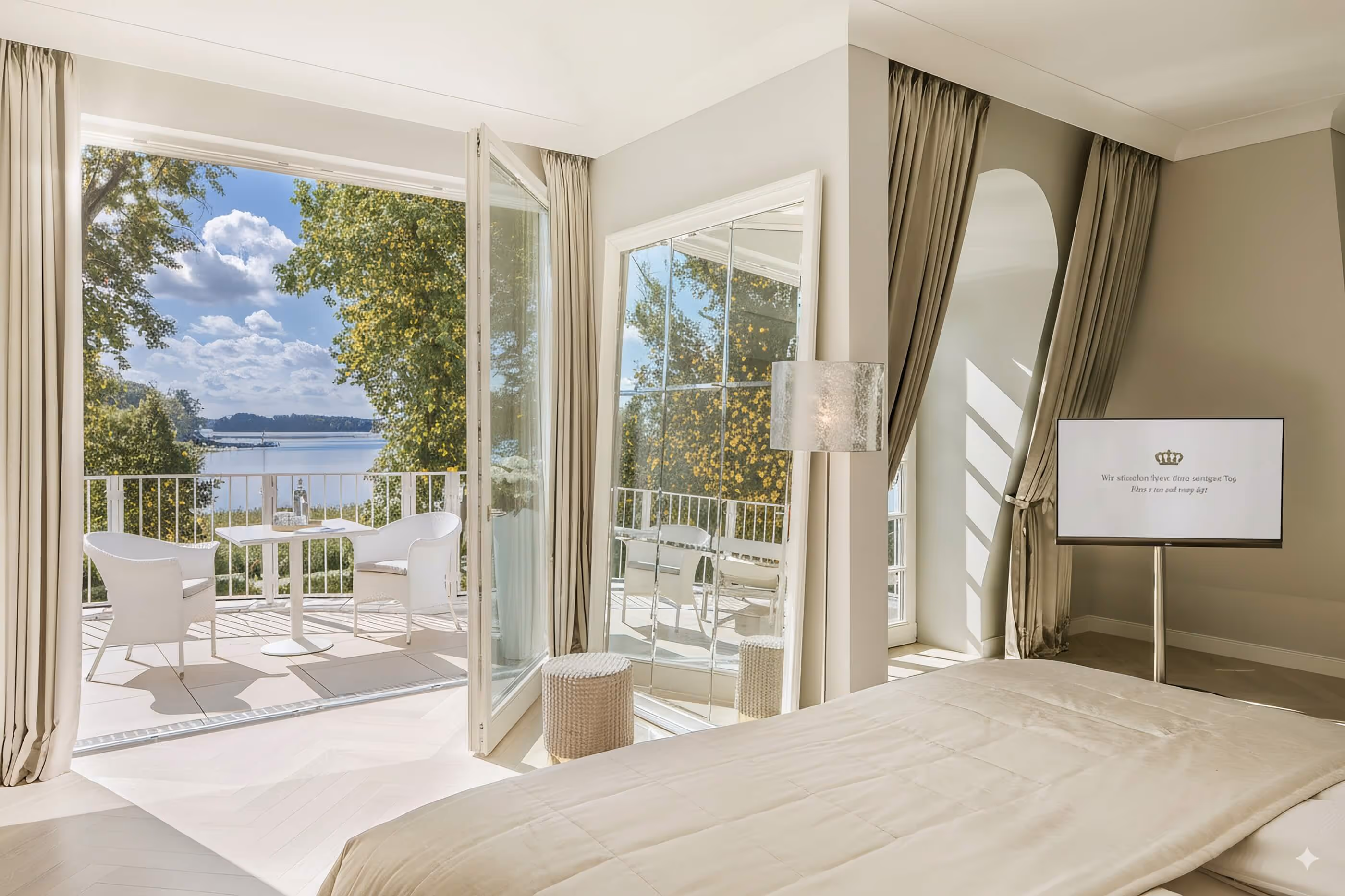 Suite mit traumhaftem Blick auf die herbstliche Landschaft am Scharmützelsee | © Villa Contessa - 5 Sterne Superior Hotel & Spa Resort