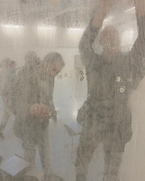 Picture 1: Facade of the Austrian Parliament. Picture 2: Necessary and Sufficient, detail