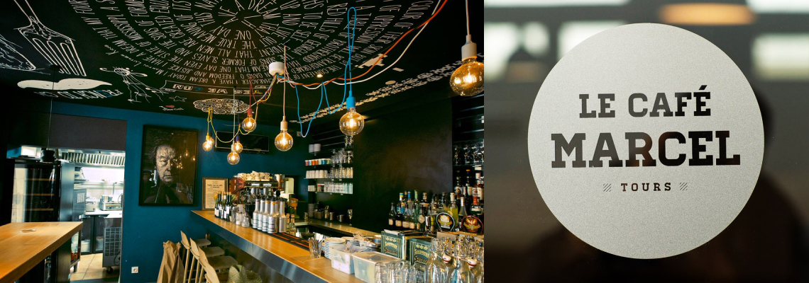 Fresque murale café restaurant Tours - Identité visuelle Le Café Marcel par Beautiful Georges