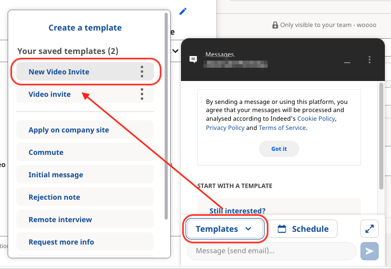Invite candidates to Willo with your new template