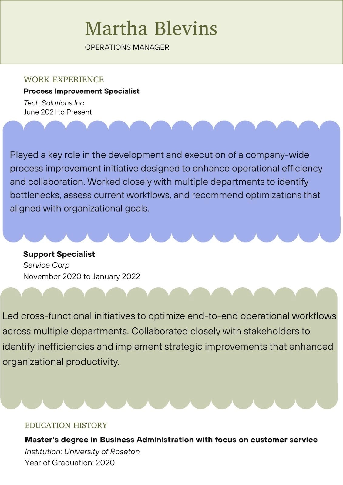 martha blevins resume